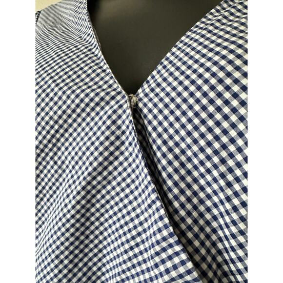J.Crew Navy Gingham Wrap Dress | 100% Cotton | Fit & Flare Midi | Size 4 - Picture 3 of 8